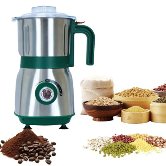 Electric Spice and Nut Grinders with 3 Stainless Steel Blades 1 Filter 1 Brush - 500W Kitchen Grinder for Dry Use Green