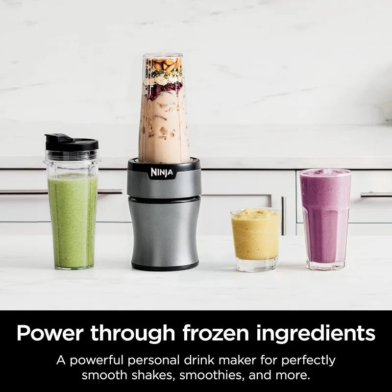 Ninja BN301 Nutri-Blender Plus Compact Personal Blender, 900-Peak-Watt Motor, Frozen Drinks, Smoothies, Sauces & More, Silver