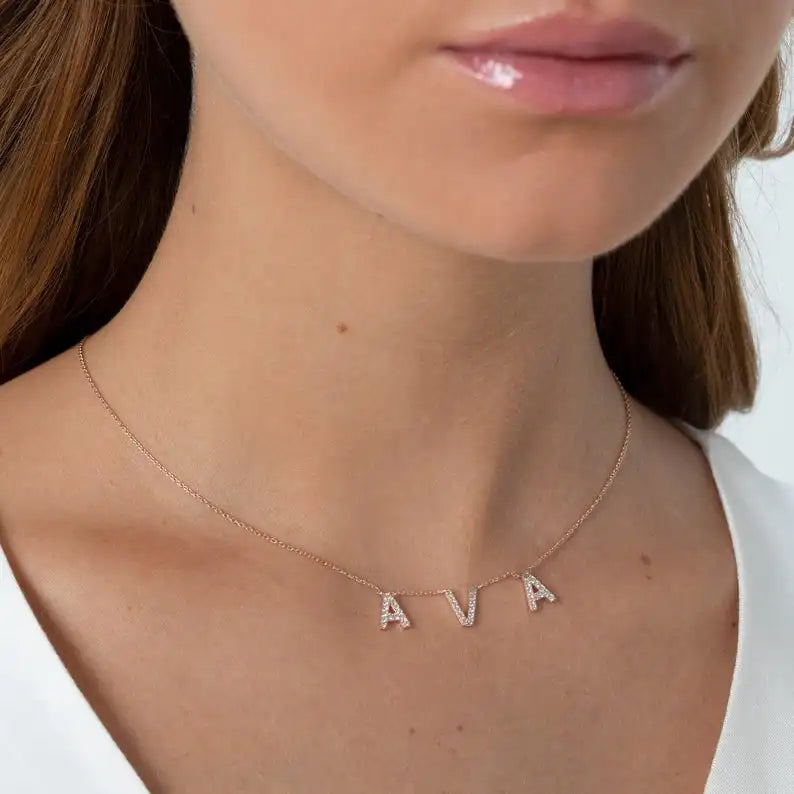 DOREMI 9mm Crystal Pendant Custom Name Pendant Necklace Personalise Zircon Letter Necklace For Women Jewelry Gift Dropshipping