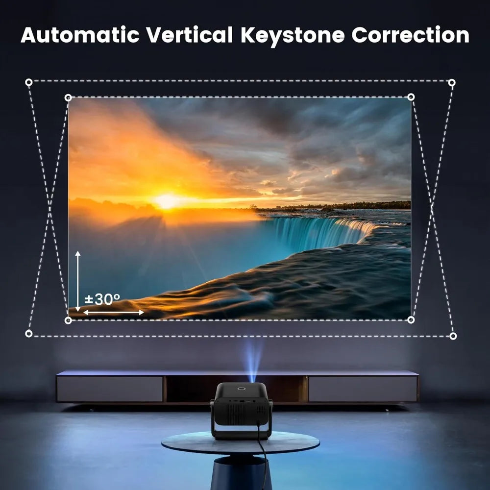 Mini Projector, Projector with WiFi and Bluetooth,PUTRIMS 1080P Support Portable Projector 145° Rotatable Electric Focus