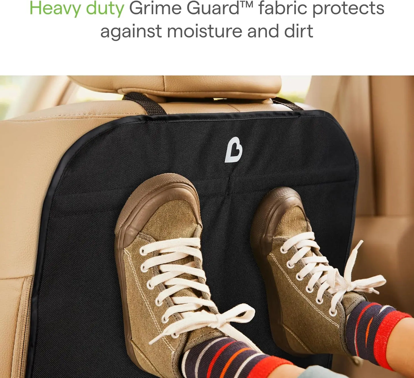 Deluxe Car Seat Protector for Kids, 2-Pack Black Kick Mats Back Seat Cover