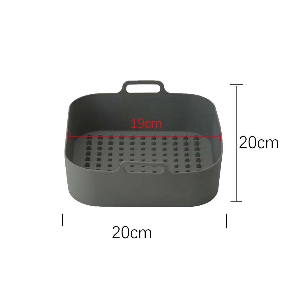 2pcs Silicone Air Fryers Basket Heat-insulation Air Fryer Tray Fried Pizza Chicken Eco-friendly Gadgets for Home Kitchen Cooking
