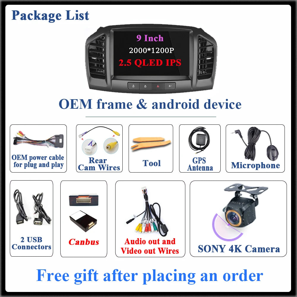 Car Radio Carplay Android 16 For Opel Insignia 2008 - 2012 For Buick Regal 2009 - 2013 Navigation GPS Stereo 4G Wifi No 2din DVD