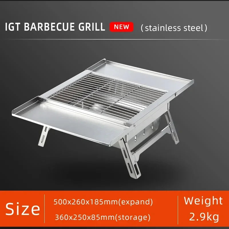 IGT Outdoor Stainless Steel Folding Charcoal Grill Portable
