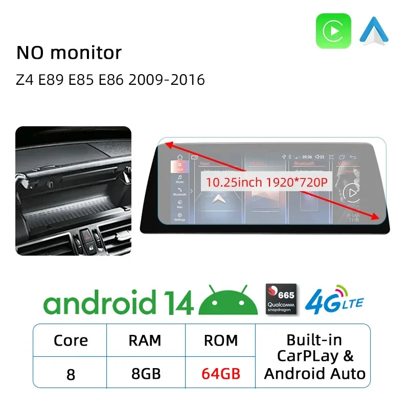 Android 14 Wireless Carplay Touch Screen For BMW Z4 E89 E85 E86 2009-2016 4G Car Radio Multimedia Player Navi Stereo DSP WIFI