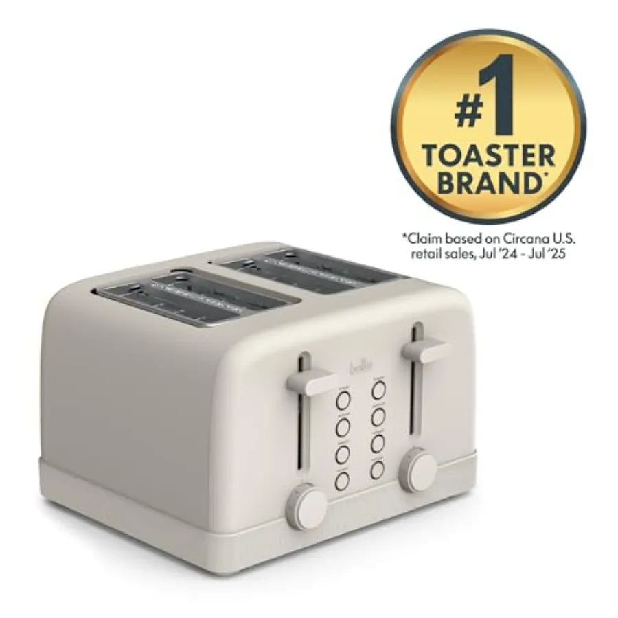 4-Slice Toaster with 6 Setting Shade Control Reheat Cancel Buttons Removable Crumb Tray Anti-Jam Auto Shutoff 900 Watt Oatmilk