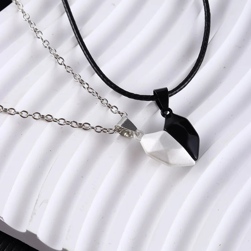2025 New Wish Stone Love Heart-Shaped Magnetic Pendant Couple Necklaces Creative Cross-Border Gift for Lovers Jewelry Set