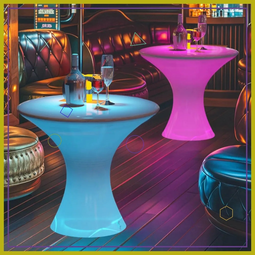 18" LED Cocktail Table with Remote, 16 RGB Colors, Waterproof Light Up Furniture for Party Bar