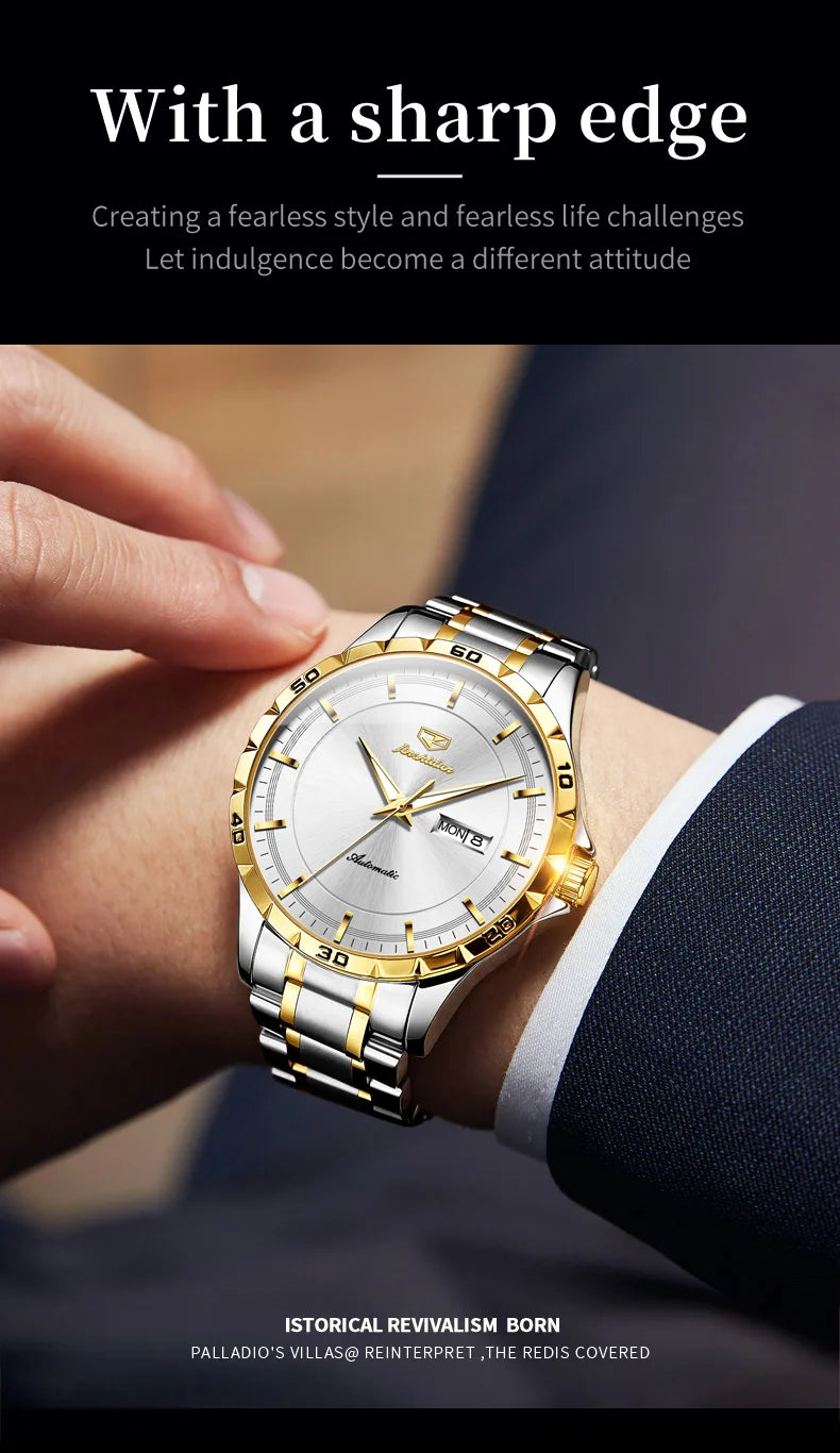 JSDUN 8964 Luxury Brand Men Watch Auto Date Deep Waterproof Stainless steel High Quality Automatic Mechanical Watch for Men