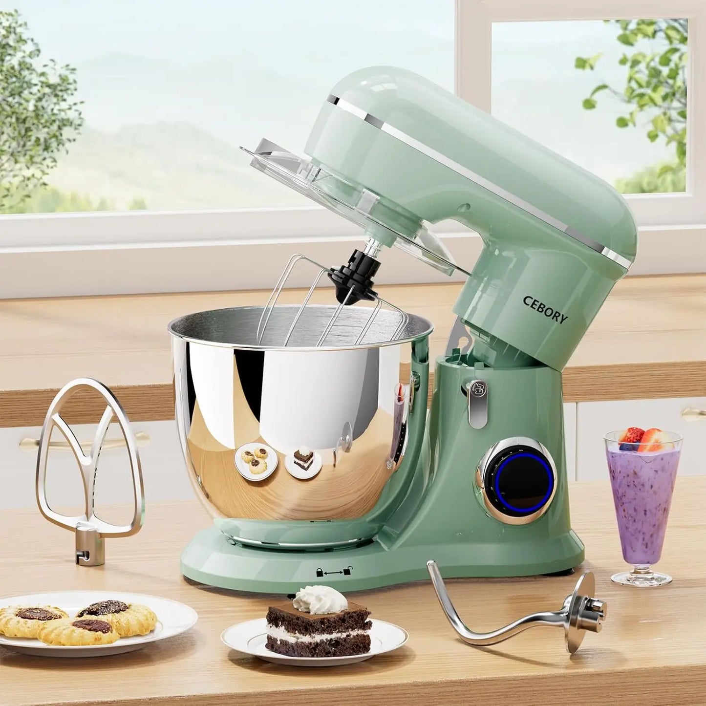 3-IN-1 Electric Stand Mixer, 6.5QT Bowl 660W 10-Speed Kitchen Mixer, Household Food Mixers include Dough Hook, Beater and