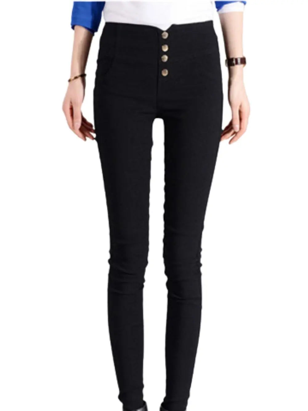 Button Fly Pants for Women Super Stretch Comfort High Waist High Rise Skinny Jeans Tapered Leg Butt Lift  Pant ouc309
