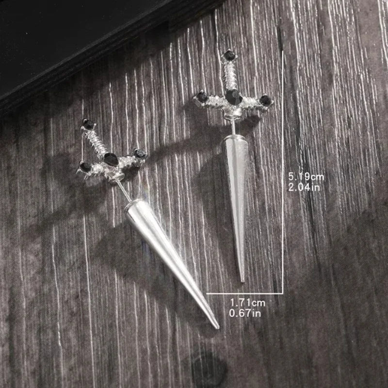 Gothic Nearby Sword Earrings Vintage Cool Punk Ear Cuffs Gothic Dagger Earrings Women's Jewelry Accessories Gifts