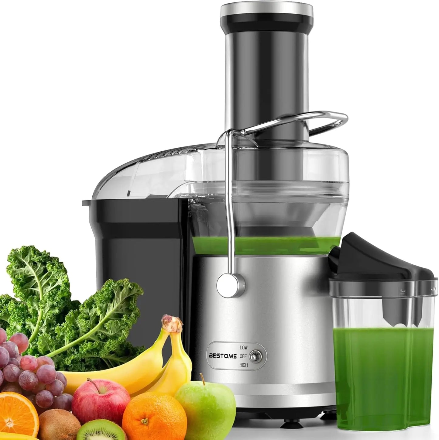 Juicer Machine, 1200W Juicer with 3' Feed Chute for Whole Fruits and Veg, Dual Speeds Centrifugal Juice Extractor, High Juice