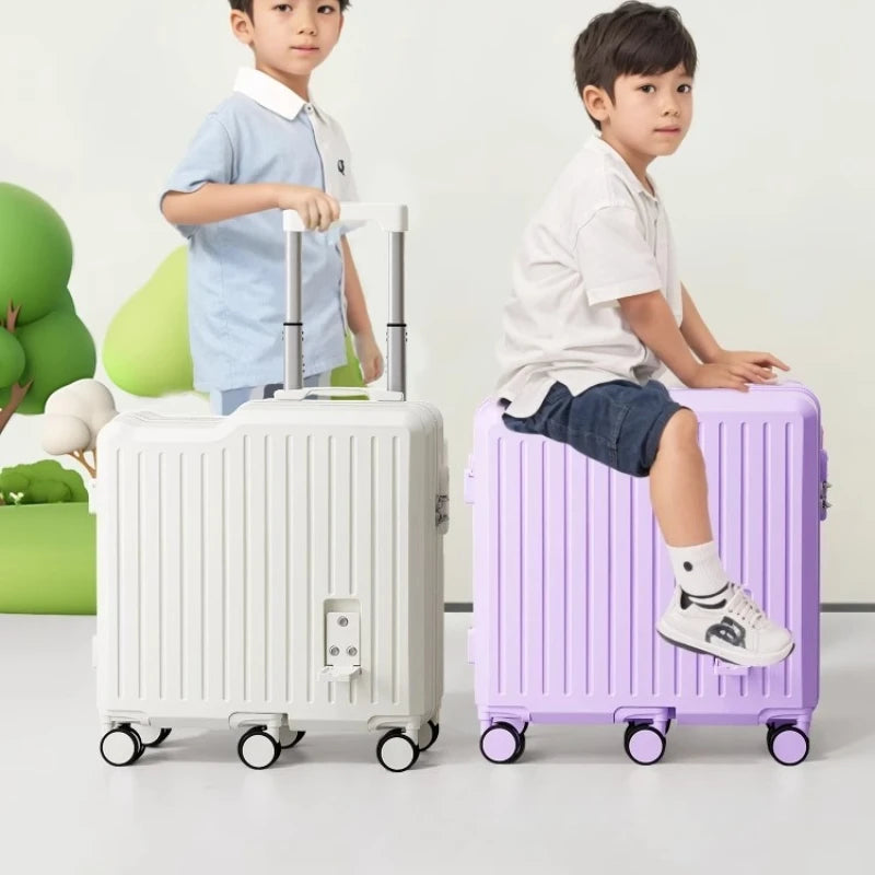 Kids Rideable Suitcase 20 Inch Cabin TSA Lock Lightweight Rolling Trolley Seat Travel Case Boys Girls Maleta De Maquillaje