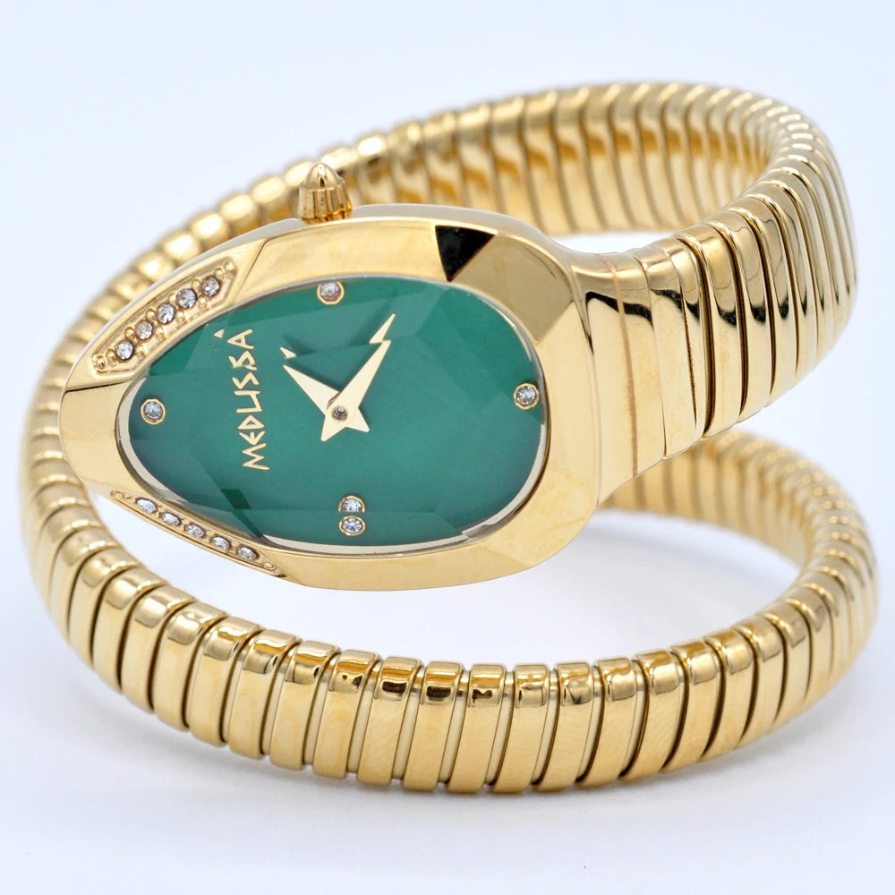 2026 High Quality Gold Diamond Set Snake Shaped Dress Watch Bangle Style Fashionable Unique Brand Same Style Women's Wristwatch