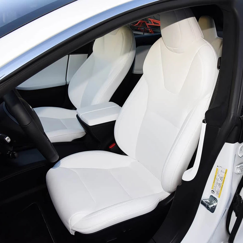 For Tesla Model S 2021 2022 2023 2024 2025 Vegan Nappa Leather Custom Car Seat Covers Full Set Interior Protector Accessories