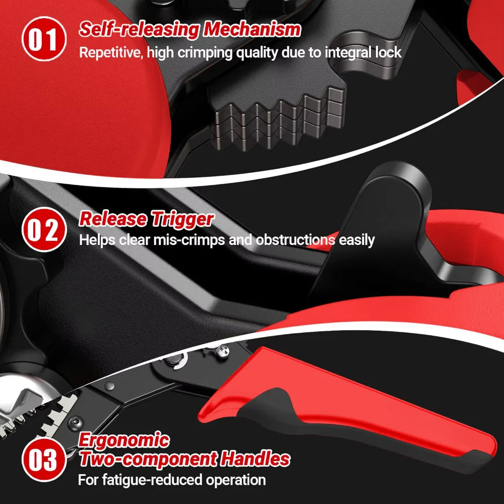 DTCTK Pro Crimps Plug JST ,TE,XH,SM,VH,PH,Molex Terminals Ratchet Crimper Pliers For 0.08-1.5mm²(28-16 AWG) Wires Tool
