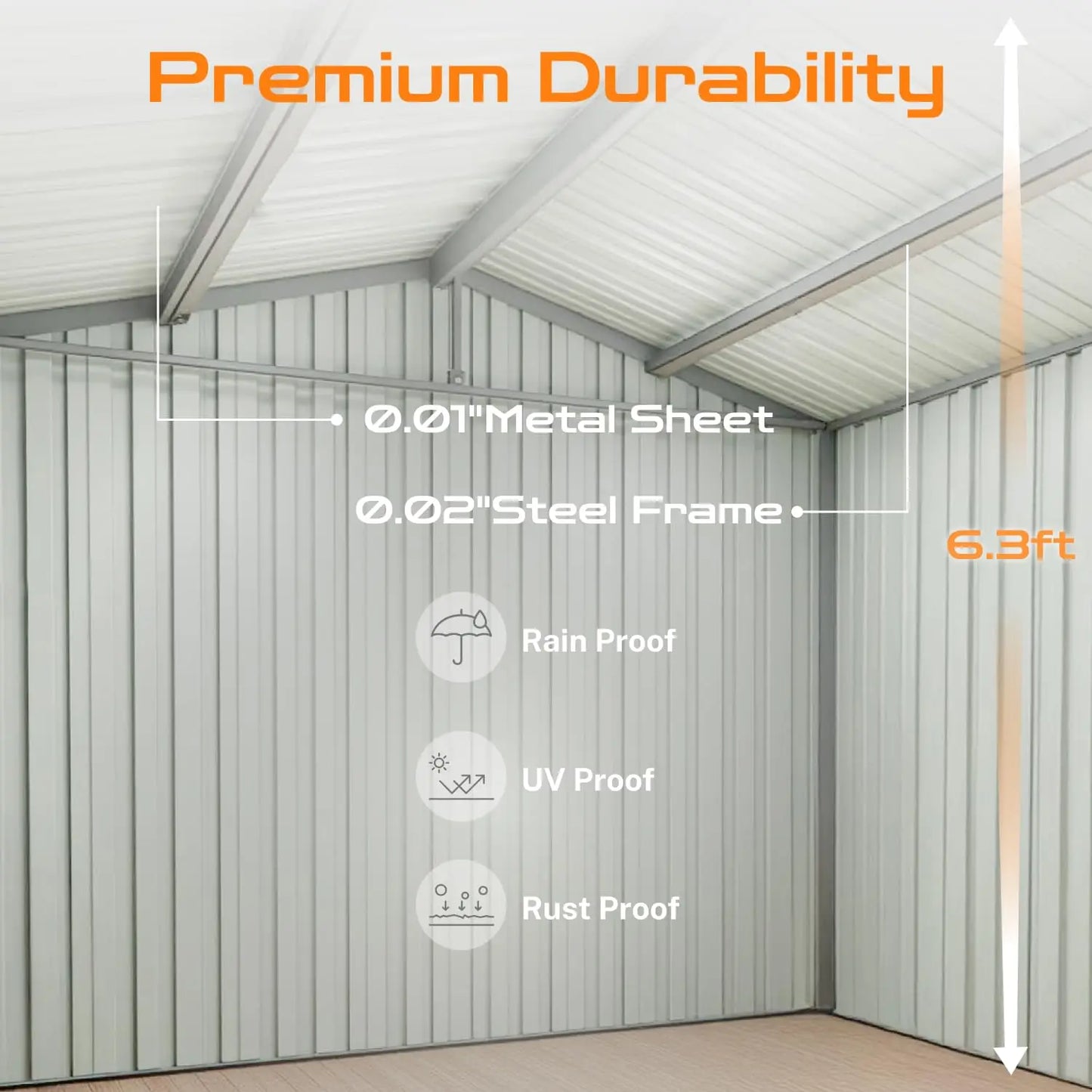 6x4FT Metal Outdoor Storage Shed Sloping Roof Lockable Aluminum Frame Garden Patio Lawn Tool Bike Easy Assembly, Customized