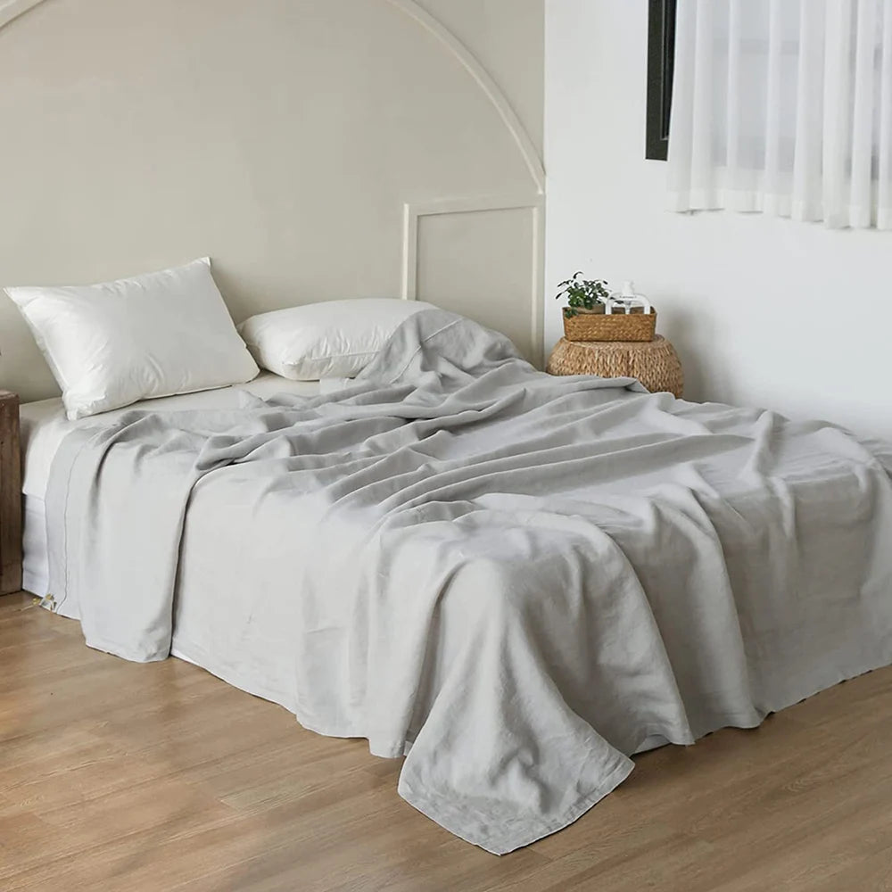 Simple&Opulence 1pc 100% Linen King Queen Size Flat Sheet Bedsheets Bedspread on the bed Linens Home Textile (No Pillowcase)