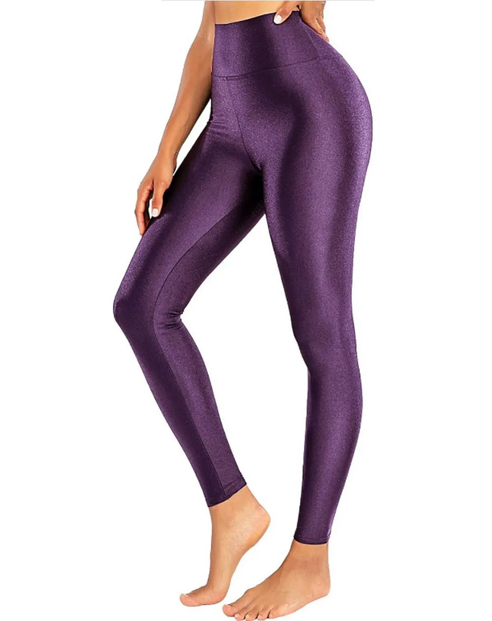 Shinning Legging High Waisted Yoga Pants Tummy Control Shiny Sports Tights Workout