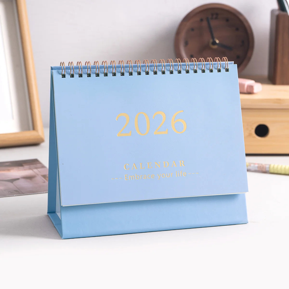1 pc New 2026 Monthly Desktop Calendar, Portable Foldable, Back Memo, School Office Desktop & Holiday Decoration, Home Essential