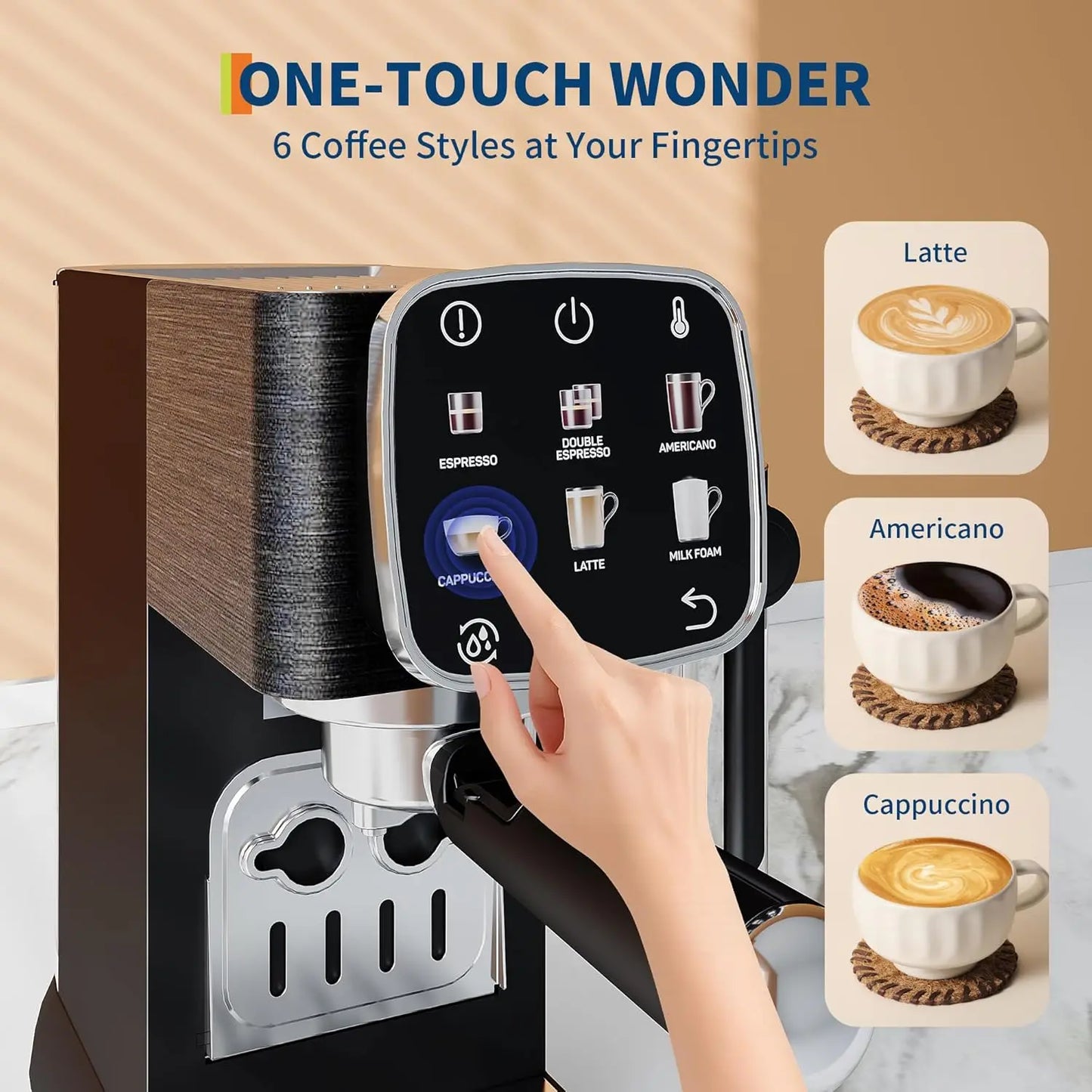20Bar Fully Automatic Espresso Machine Professional Coffee Maker with Auto Milk Frother, Touchscreen Control&Heating, QuickStart