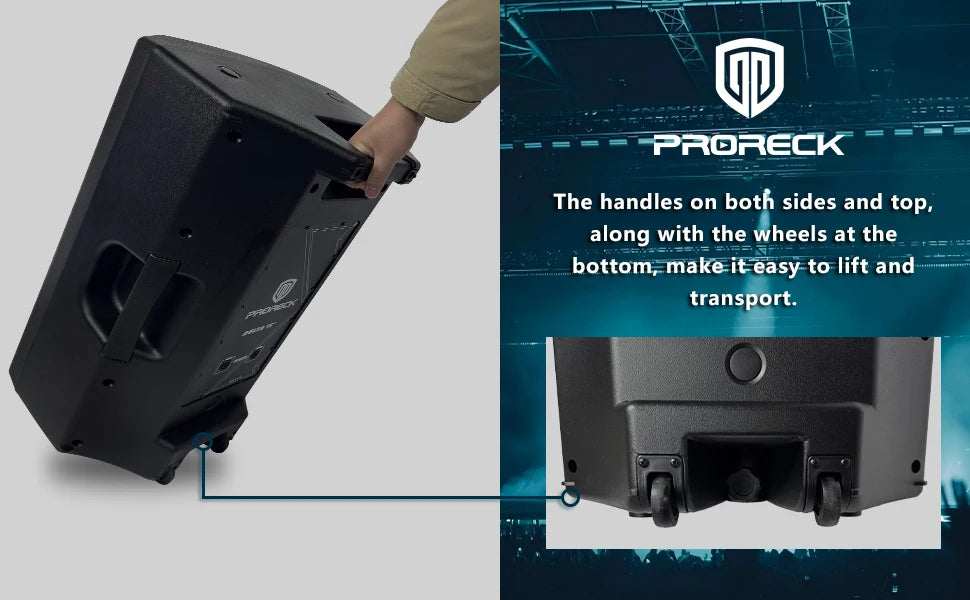 PRORECK DELTA 10 1800W Bluetooth PA Speaker System with 4-Channel Powered Mixer 10-Inch Passive for DJ Bands Karaoke Live Events