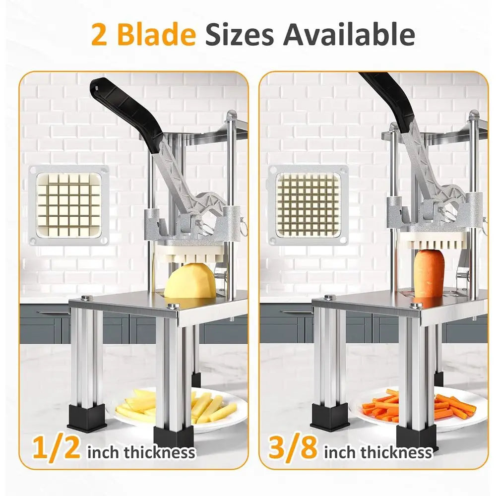 Heavy Duty Potato Slicer with 2 Replaceable Blades, 1/2 and 3/8
