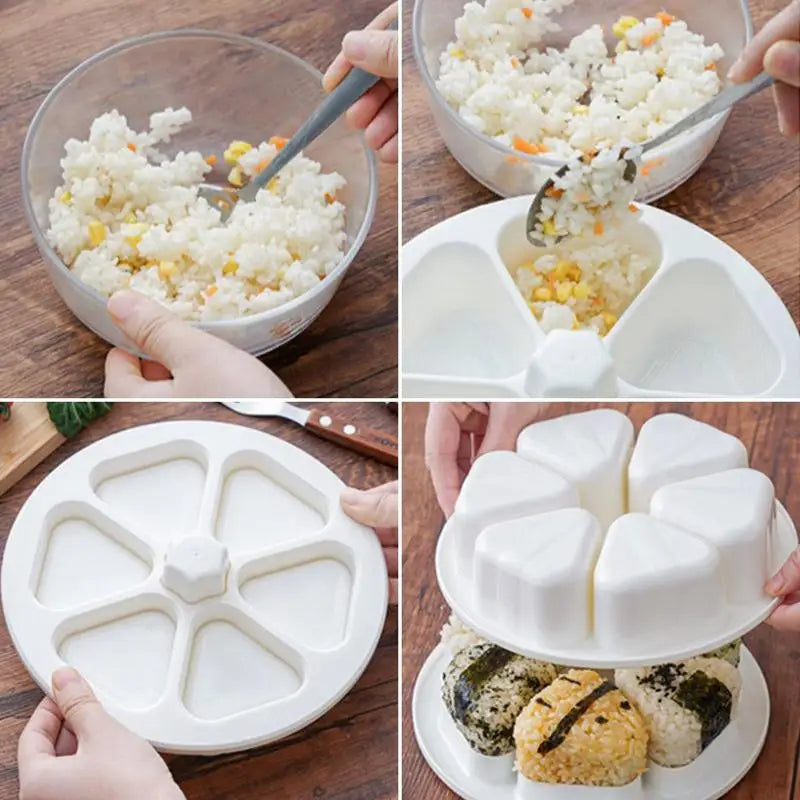 Onigiri Mould 6 Grids Japanese Onigiri Maker Japanese Sushi Making Kit Sushi mold Plastic Triangle Rice Ball Sushi Making Tool