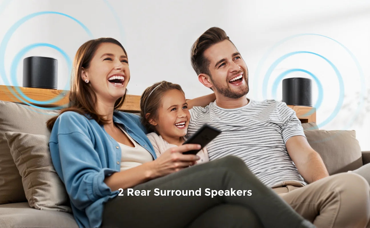 ULTIMEA 350W 7.1 Soundbar for TV with Dolby Atmos,Home Theater Technology Bluetooth Speakers with Subwoofer&4 Surround Speakers