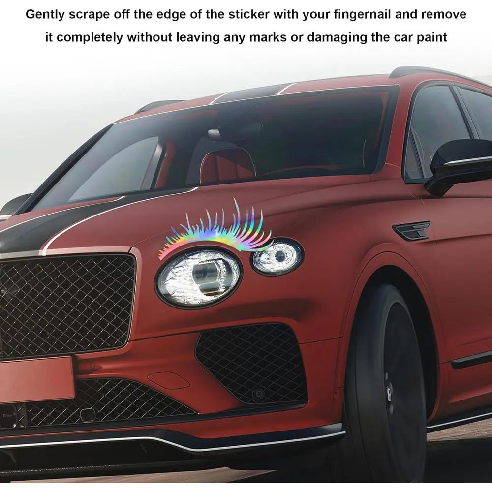 2 PCS Eyelash Decal for Car Headlight, Waterproof Cute Fake Eyelash Auto Body Bumper Stickers, Reflective Funny Eyelashes Decora