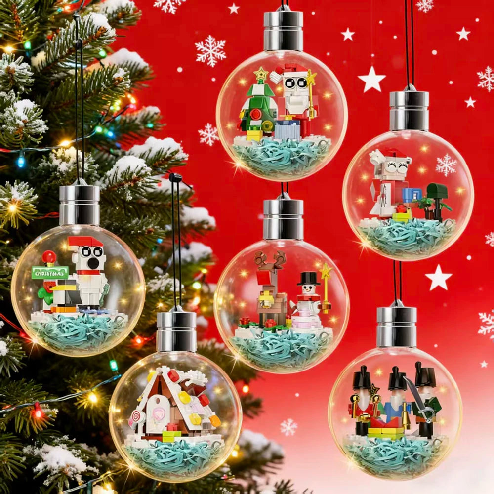 Shipped from the US 6-in-1 Christmas Bulbs Building Blocks with LED Strips Family Party Decor Kids Brick Toy Gift Night Lamp New