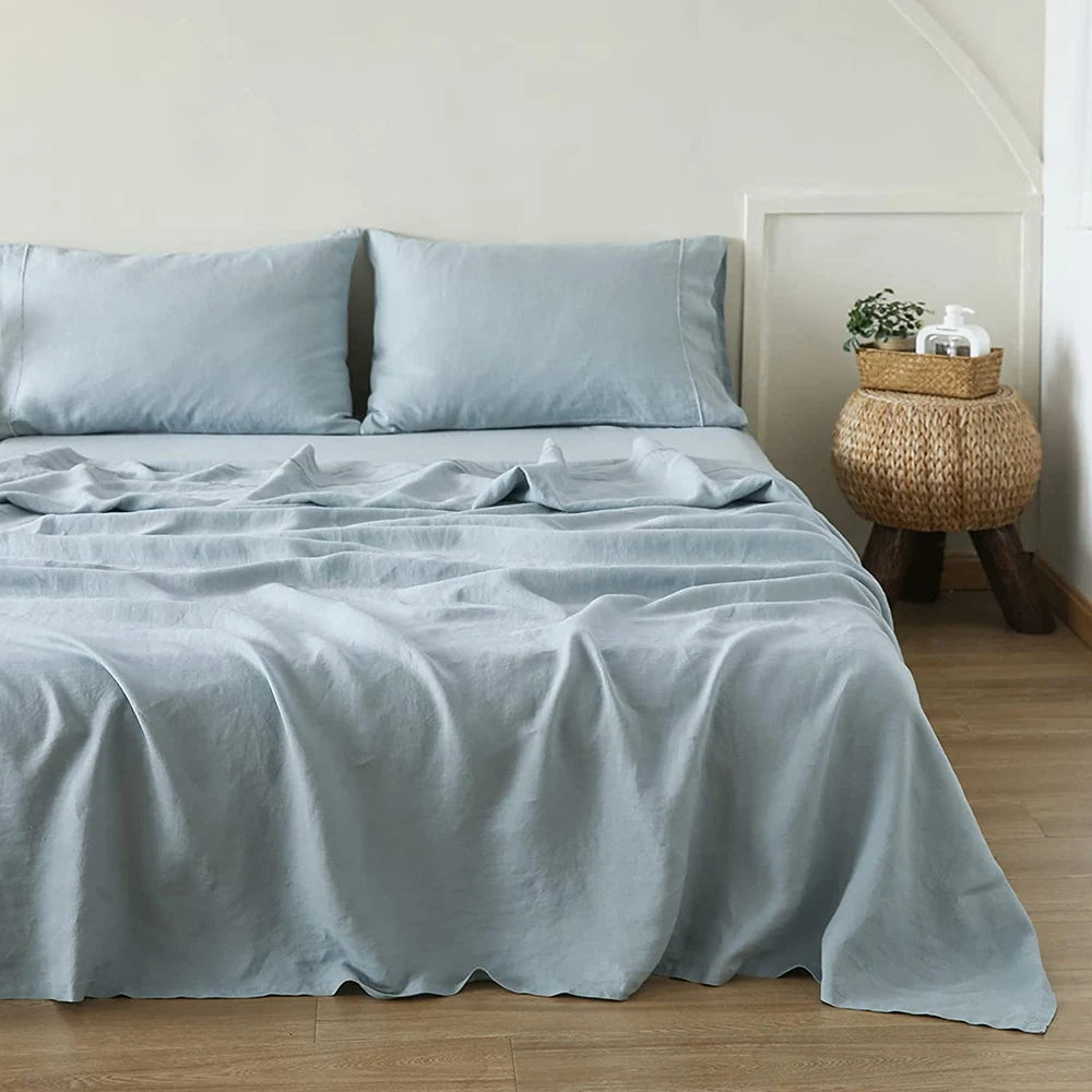 Simple&Opulence 1pc 100% Linen King Queen Size Flat Sheet Bedsheets Bedspread on the bed Linens Home Textile (No Pillowcase)