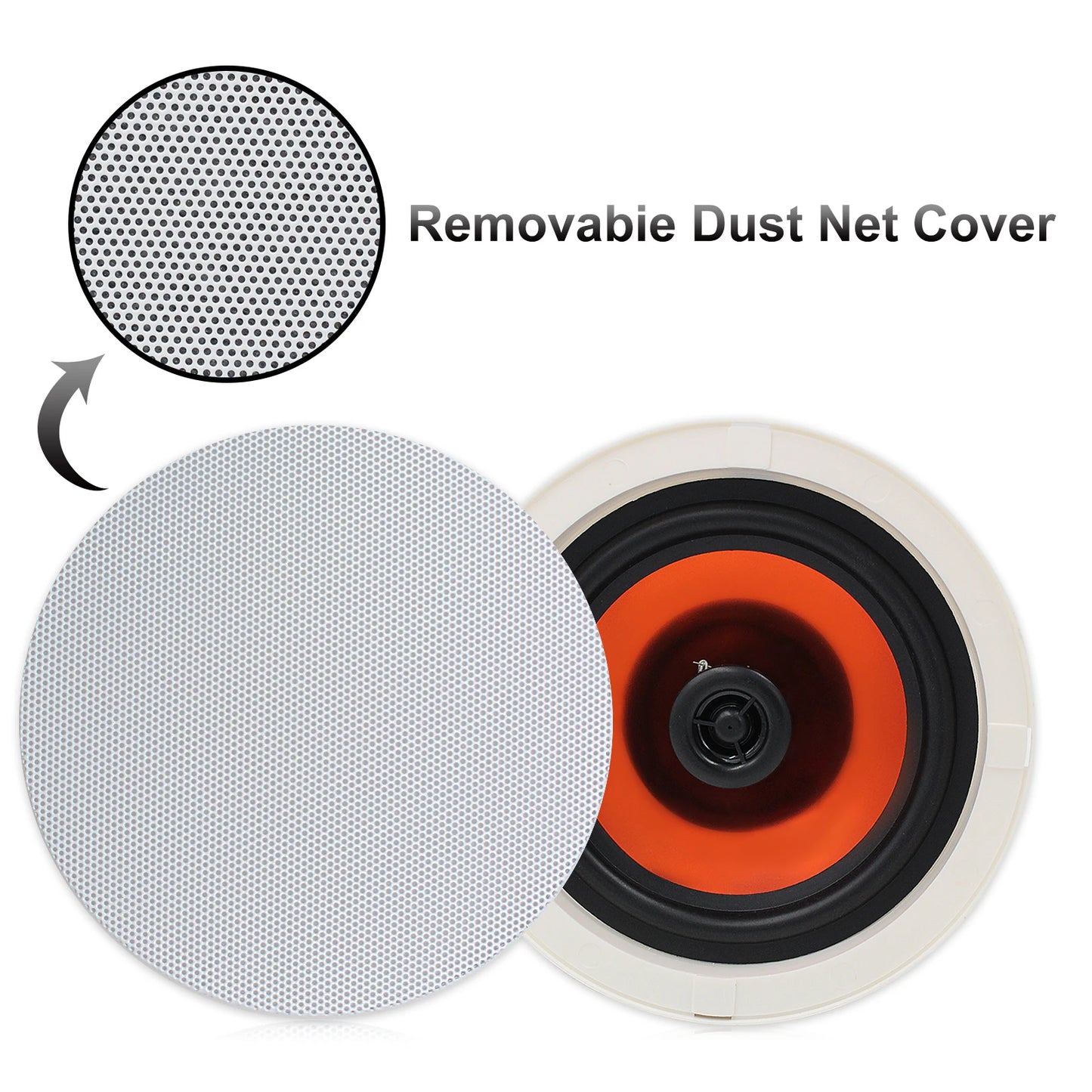 Herdio 6.5” Ceiling Speakers 2-Way Passive Speaker System 300 Watts Home Theater Subwoofer Indoor Outdoor Sound Box A Pair