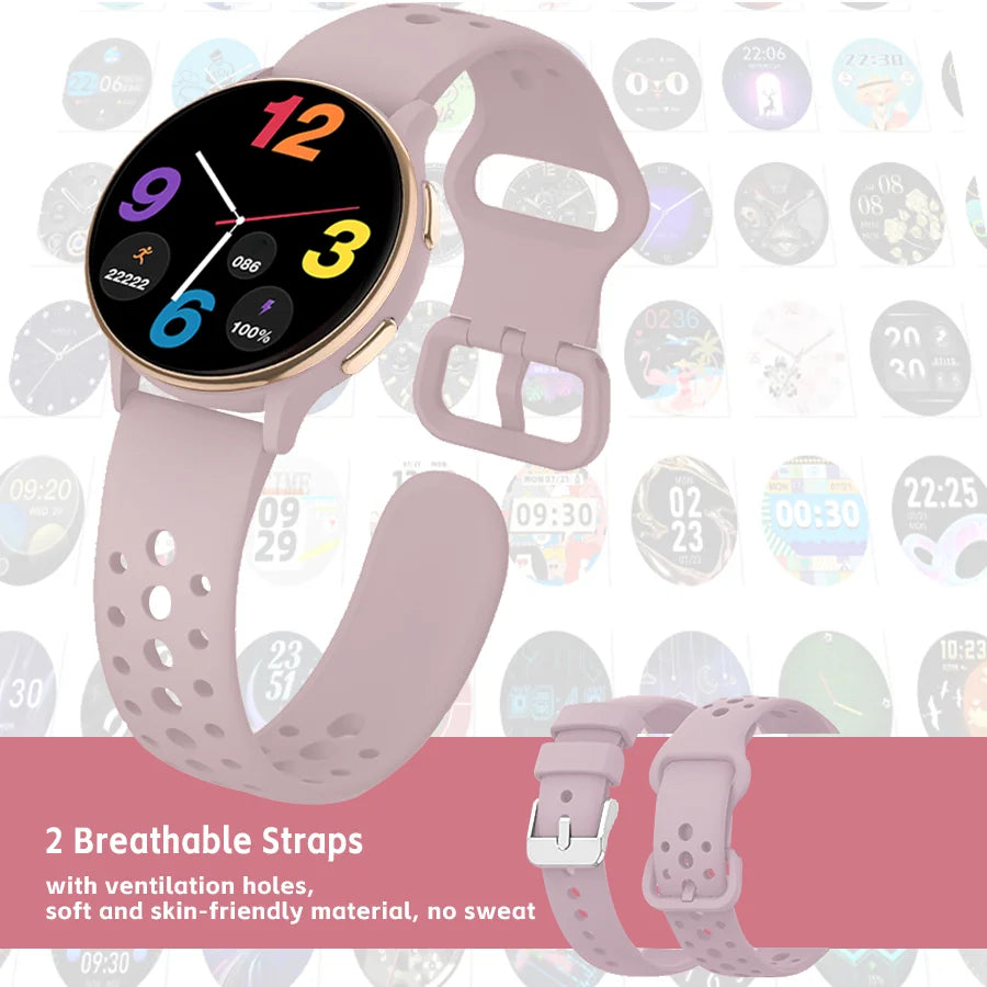 Women's smartwatch, ultra-clear screen activity tracker for iPhone/Android, more than 110 sports modes，purple