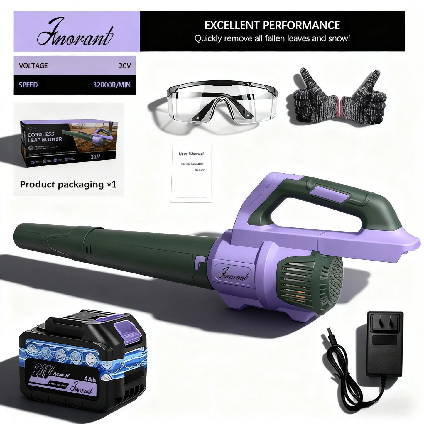 Cordless Leaf Blower Compatible With 20V Max Battery 500CFM