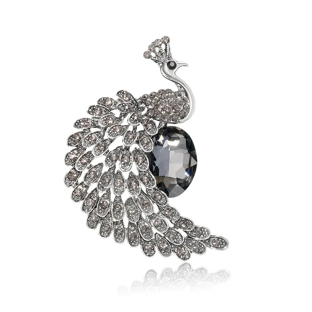 New Retro Phoenix Rhinestone Brooch Fashion Shiny Crystal Animal Pin Men and Women Clothes Bag Accessories Jewelry Gift