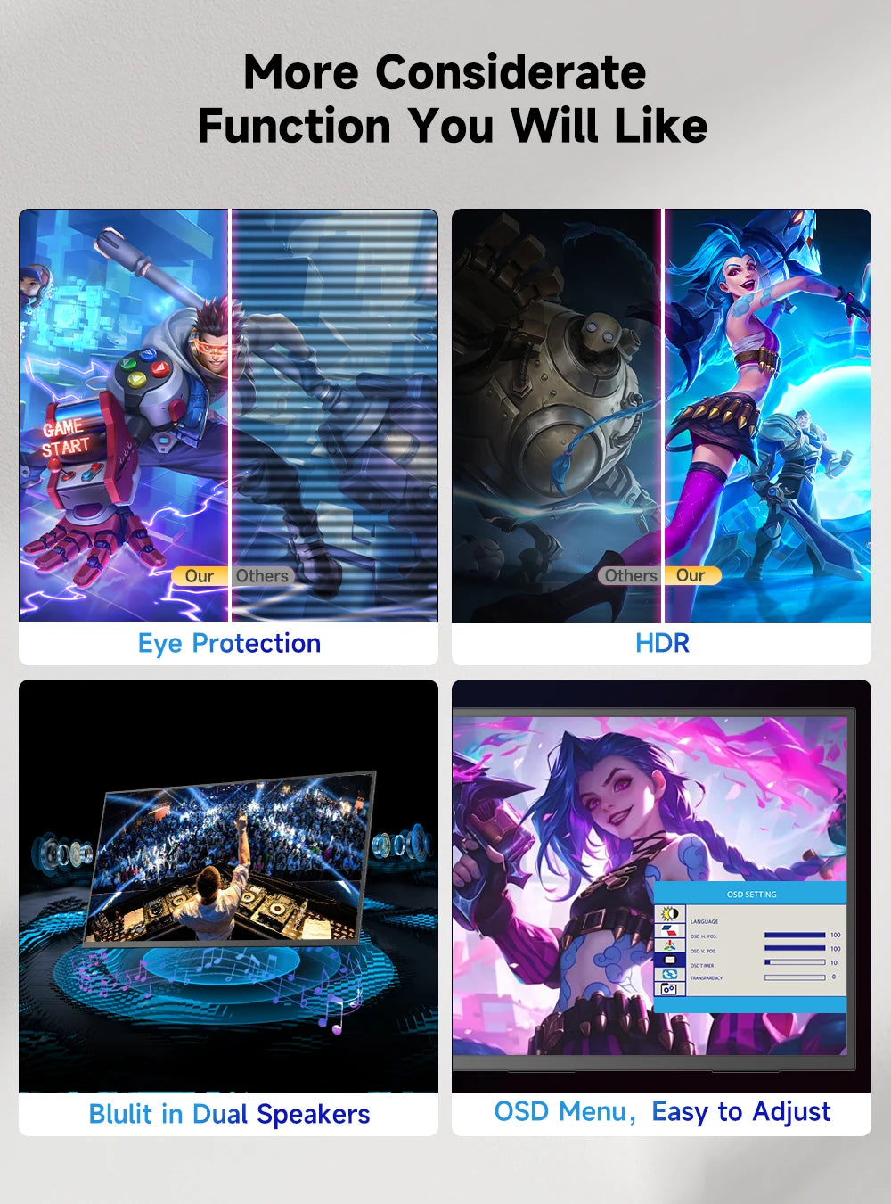 UPERFECT 24”120HZ Portable Monitor Gaming Pc Displays Laptop TV external Screen ultra-smooth For Cell phone Steamdeck MacBook