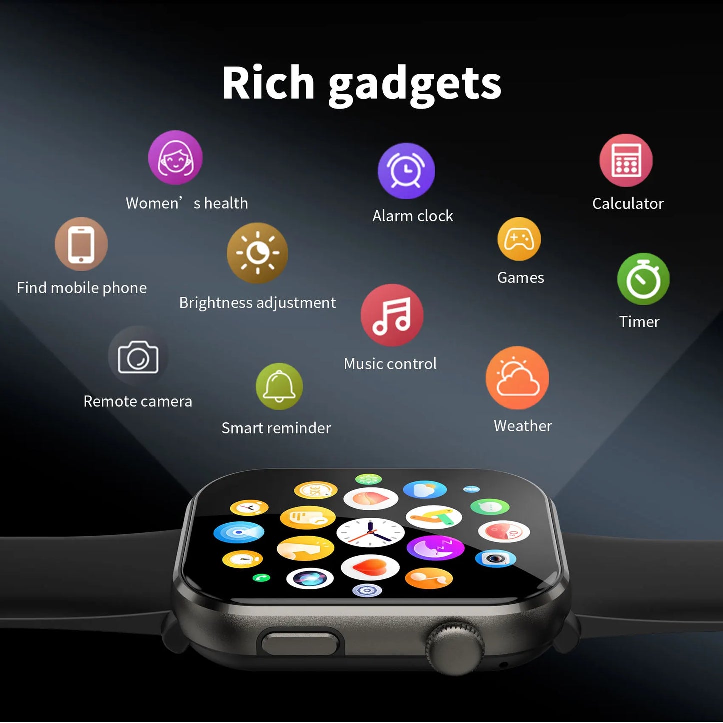SOPZTENI R60 Smartwatch 1.96'' AMOLED HD Screen Bluetooth Call Watch for Men Women Blood Oxygen Health Monitoring Fitness Watch