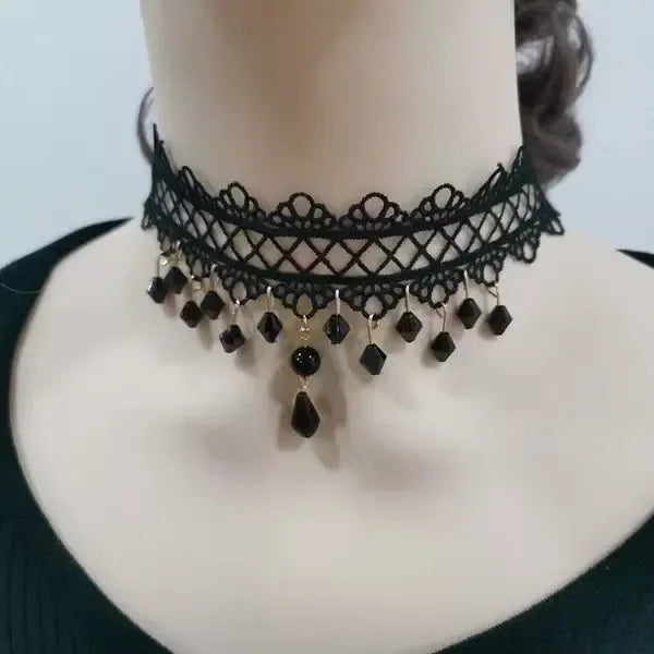 Lady Chokers Leaf Tassel Women Neck Jewelry Accessory Girl Lace Gothic Vintage Sexy Fashion Velvet Rose Beads Flower Necklace
