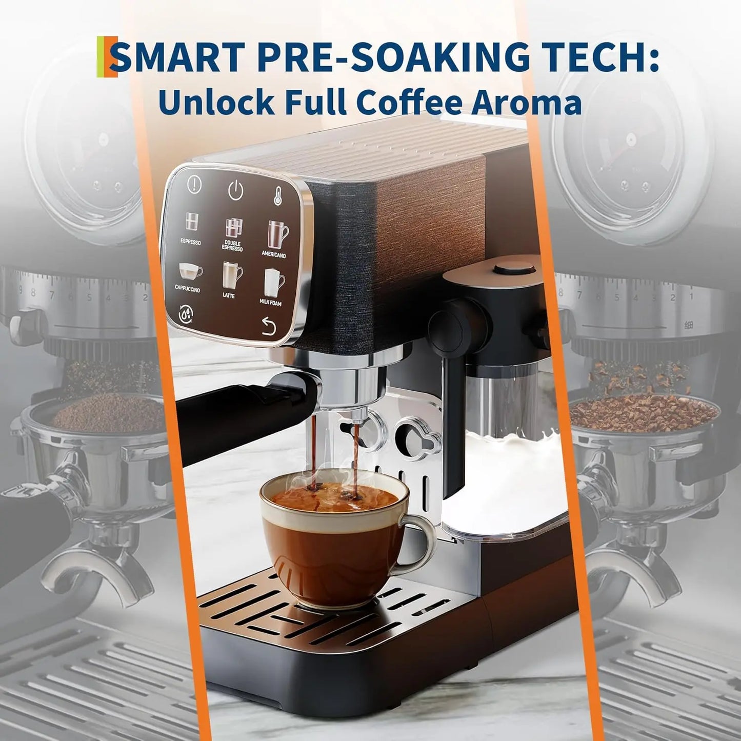 20Bar Fully Automatic Espresso Machine Professional Coffee Maker with Auto Milk Frother, Touchscreen Control&Heating, QuickStart