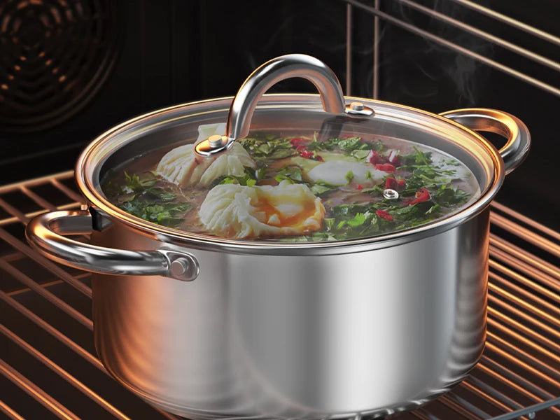 Kitchen Cookware Sets, 12-Piece Basic Stainless Steel Pots and Pans, Silver