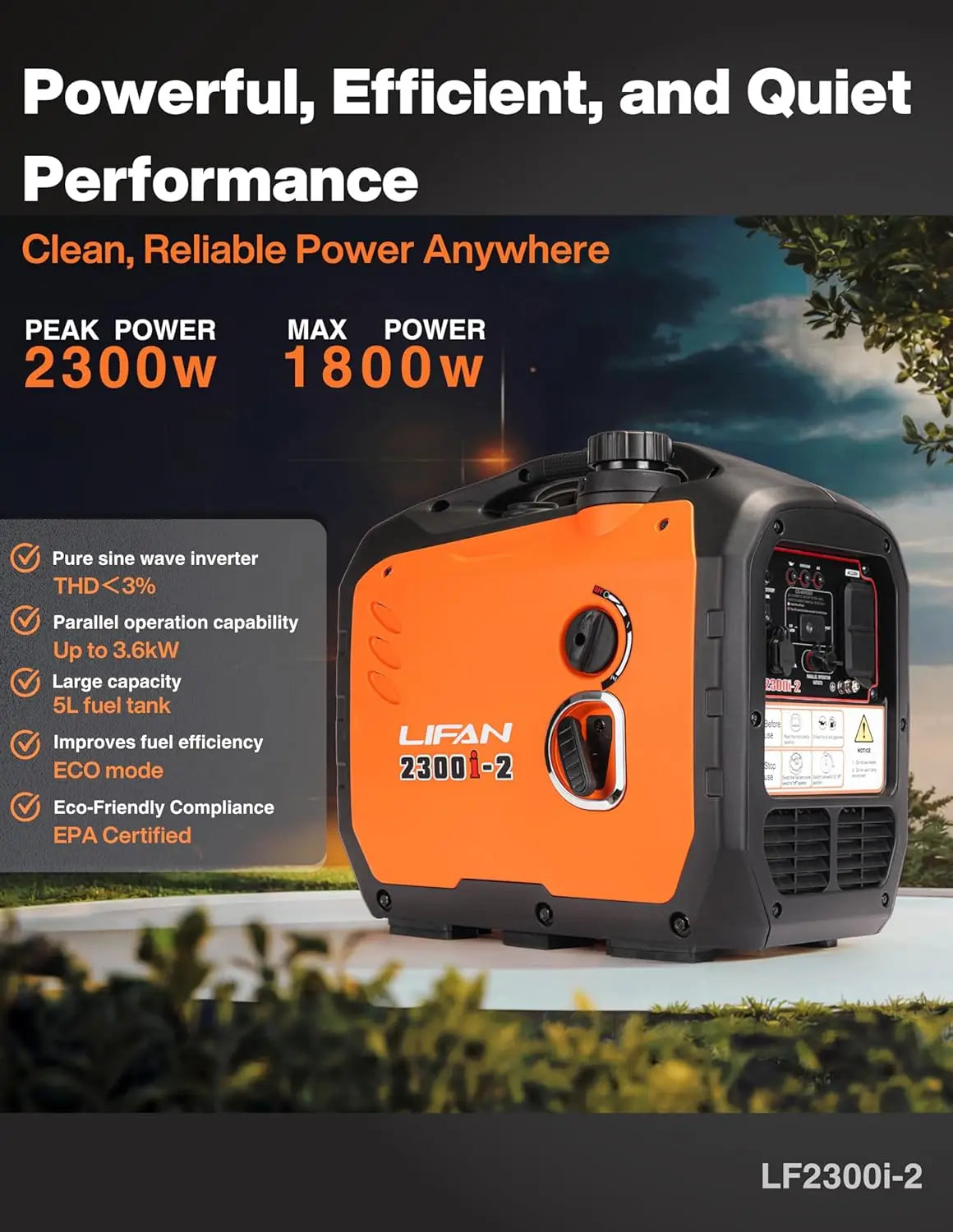 XMSJ 2300W Inverter Generator Portable Quiet Fuel Efficient Power