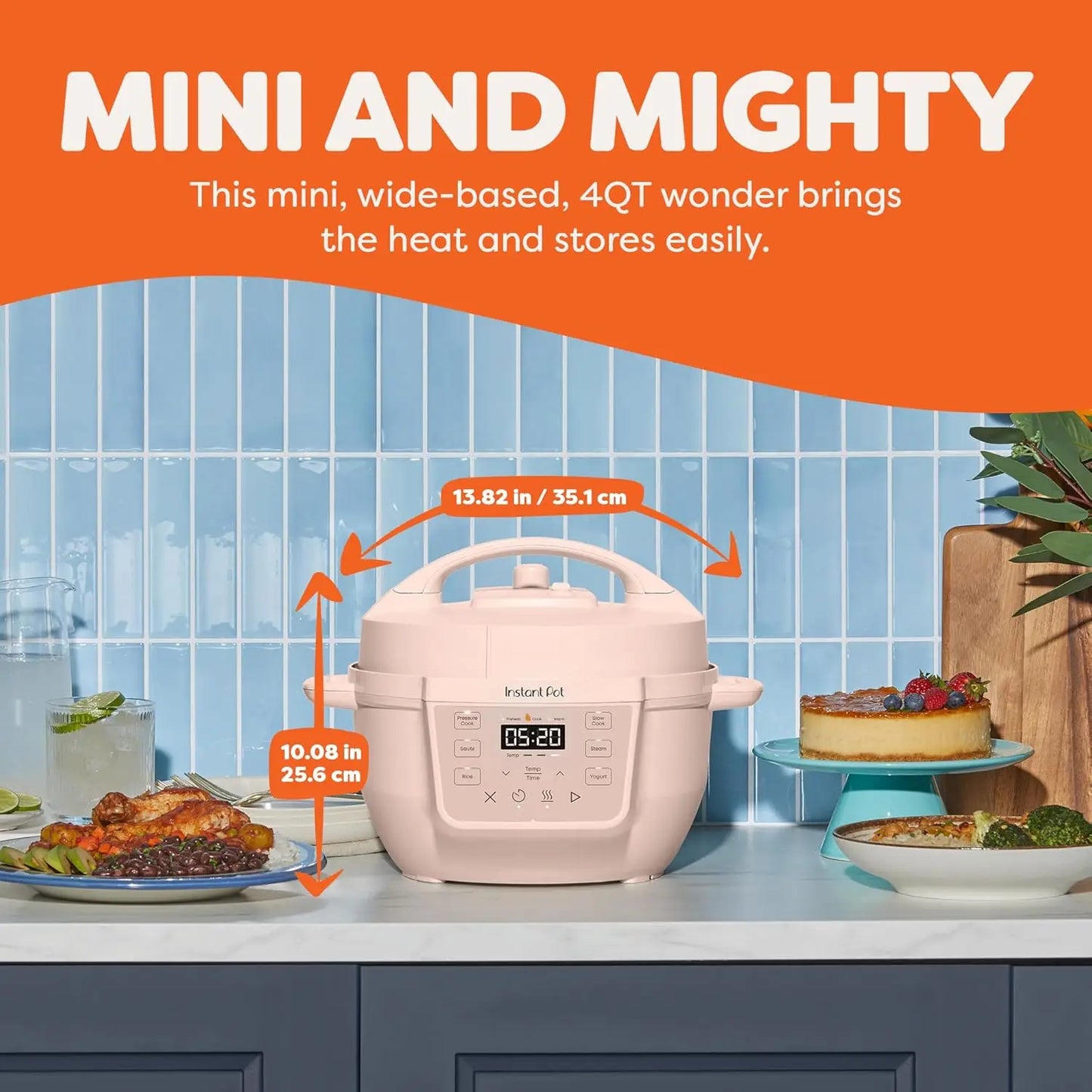 4QT RIO Mini 7-in-1 Multi-Cooker, Pressure Cooker, Slow cook, Sauté, Steam, Rice Maker, Yogurt, & Warmer, Rosewater, 4 Quarts