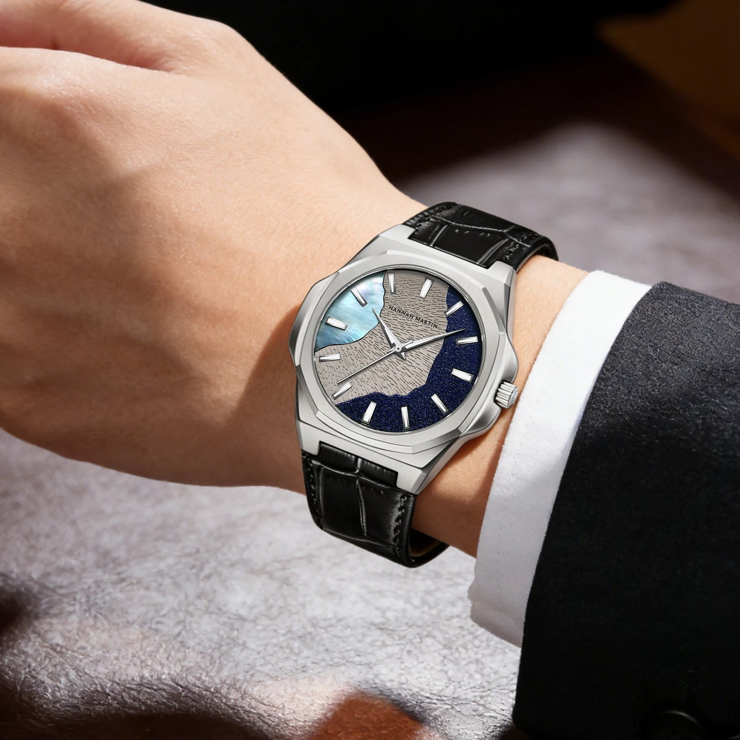 Men Watches Quartz Movement 40mm Stainless Steel Black Clock UltraThin Japanese Quartz Movement Gift 1Set Men Watch Reloj Hombre