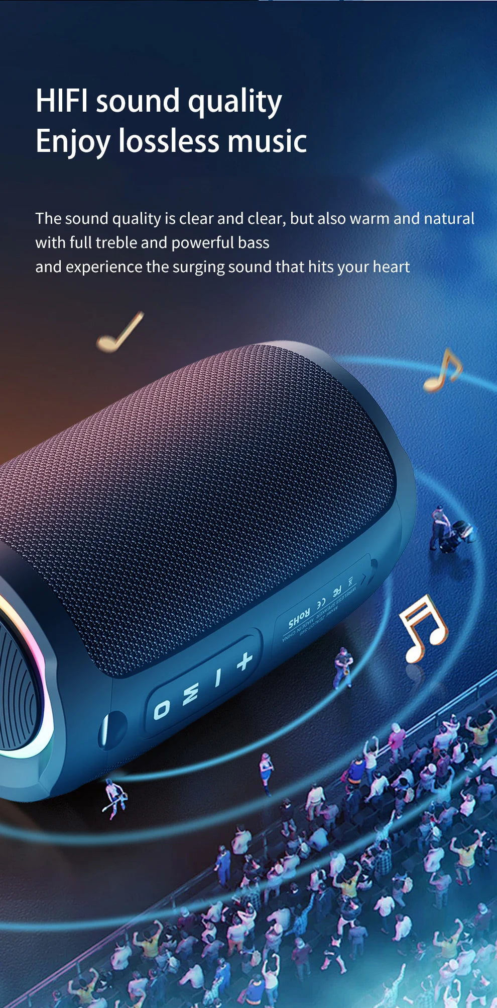 Zealot S49 20W Portable Ourdoor Wireless Subwoofer Speaker,Waterproof IPX 6,Dual Pairing,3600mAh Battery, 12 Hours Playtime