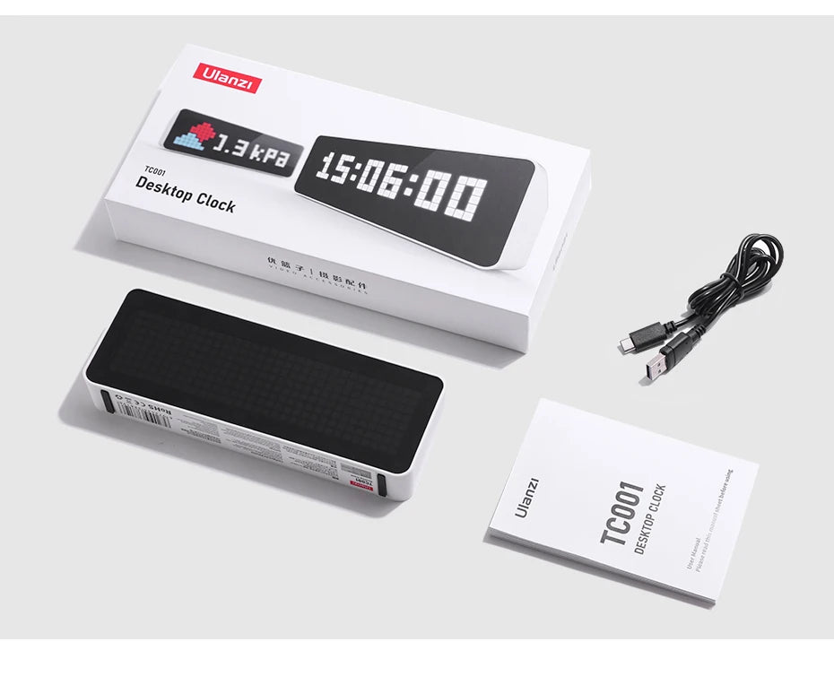 Ulanzi TC001 Smart Pixel Clock Weather Forecast Function Scientific Management of Time Full Color Pixel Display Clock