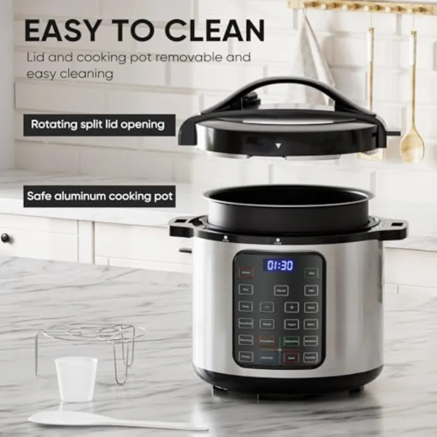 16-in-1 Electric Pressure Cooker 8 QT Stainless Steel Multi Cooker for Pressure Rice Steamer Yogurt Maker Slow Cook Black