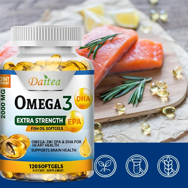 OMEGA 3 Fish Oil Softgels, Fatty Acid Softgels, Joint, Brain and Heart Health Supplement