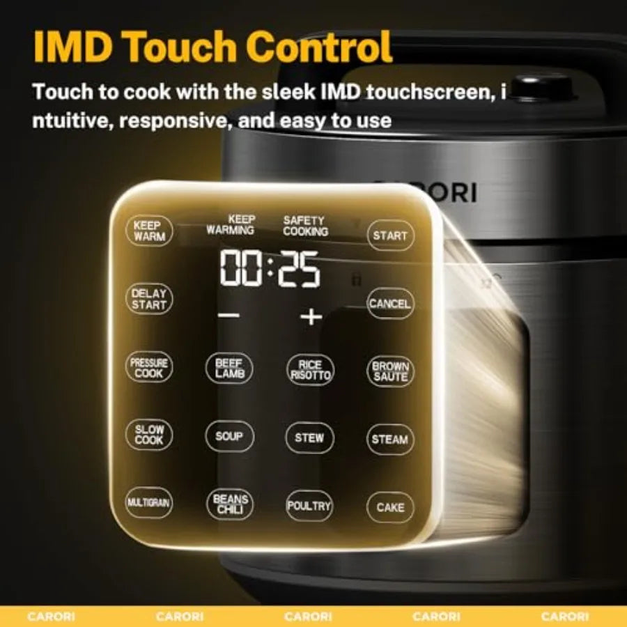 9-in-1 Electric Pressure Cooker 1000W Instant Multi-Cooker with IMD Touchscreen Silver 8 Qt Non-Stick Pot Rice Cook Slow Cook S